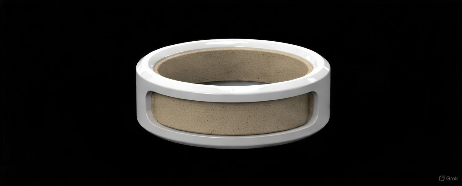 White Bite Buster ring with a sandstone grit insert showing through the side window